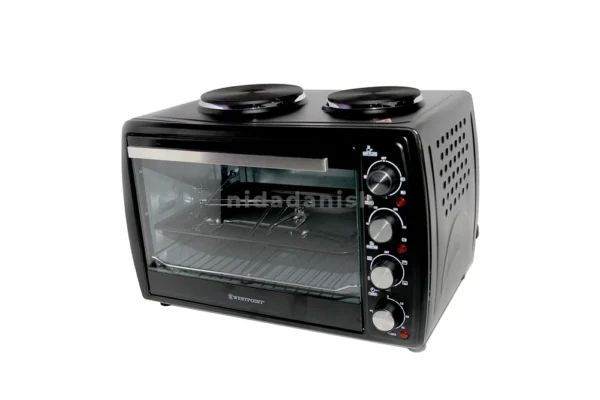Westpoint Mini Oven 45L 2 Hotplate + Grill + Turnspit Black Woy-45215.4