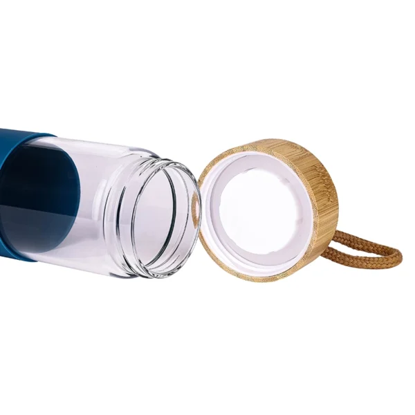 Glass Bottle 650Ml Water Bottle Reusable Bottle With Bamboo Lid &Amp; Cover 9113-650