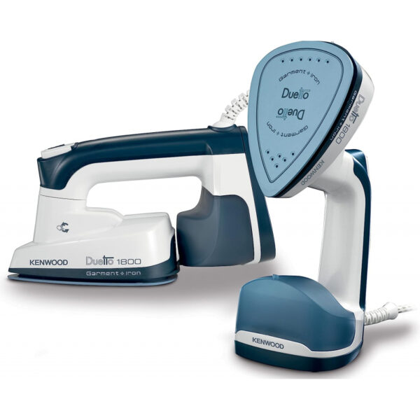 Kenwood 2-In-1 Garment Steamer + Steam Iron 1000W With Rotary Plate Ceramic Soleplate Led Light Gsp40.000Wb