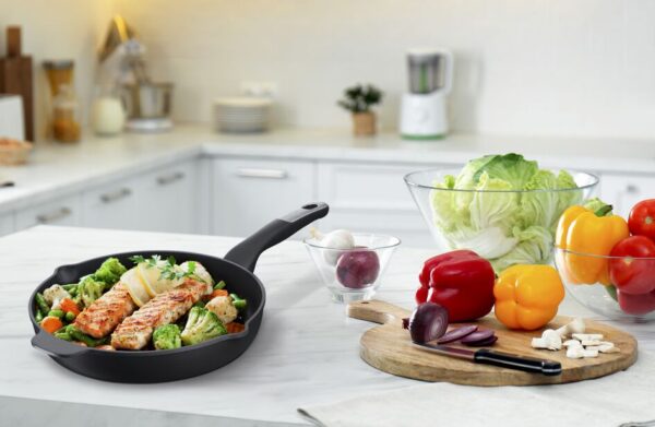 Tefal Unlimited Grill Pan 26X26Cm Titanium Non Stick Anti Scratch Safe Non Stick G6 Unlimited Round Grillpan With Pouring Edge Frying Pan Black Cast Aluminum E2294074