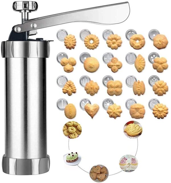Cookie Press With Nozzles &Amp; Decorating Plates 20 Different Types Of Jalies Murukku Maker/Bhujiya Maker/Cookies/Namkeen/Noodles/Chakali Maker/Sev Maker/Farsan Maker/Gathiya Maker