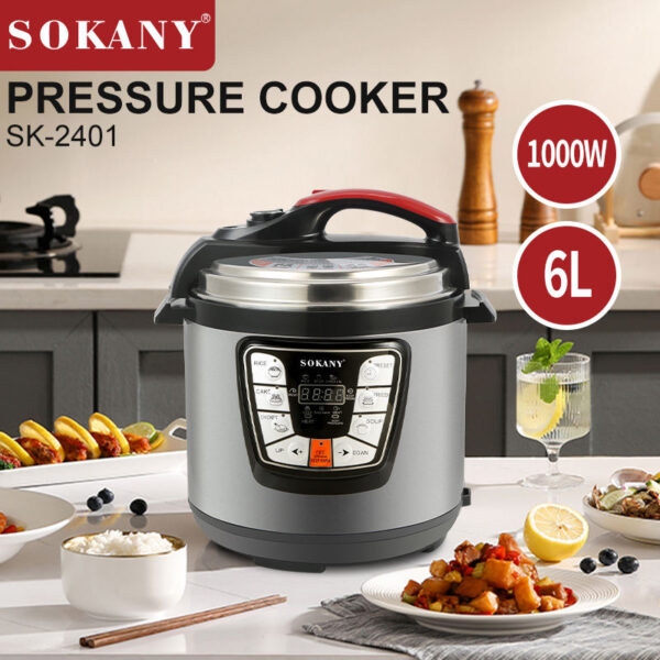Sokany Pressure Cooker Multifunctional 6L 1000W Overheat Protection With Touch Screen Sk-2401