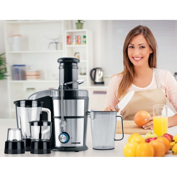 Nikai Food Processor 4In1 800W 1.1L Glass Jar Juicer Blender Mixer Mincer 2 Speeds + Pulse Nfp881G