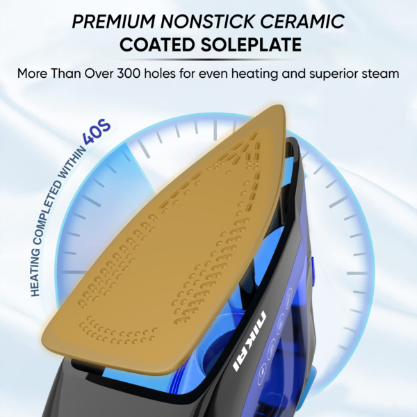 Nikai Steam Iron 1600W 280Ml Self-Cleaning Function Non-Stick Soleplate Vertical Steam Dry &Amp; Spray Options Adjustable Temp Indicator Light Variable Steam Control Nsi858Ax