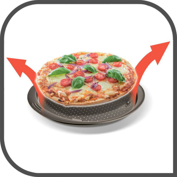 Tefal Easy Grip Pizza Pan Round 34 Cm Carbon Steel Easy Handling Large Handles Non-Stick Coating Easy Release Easy Cleaning Dark Grey J1629045