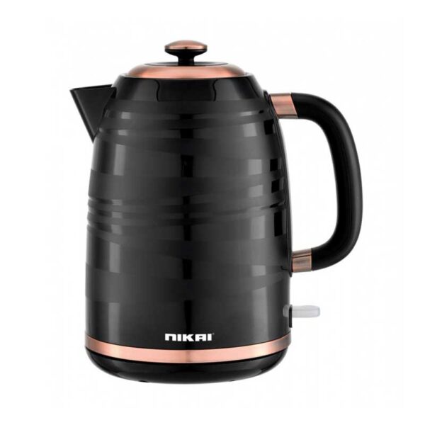 Nikai Kettle 1.7L Cordless 2200W Black &Amp; Bronze 360 Degree Rotation Removable Filter Net Electric Jug Water Window Nk244P