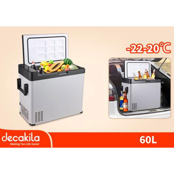 Decakila Car Refrigerator 60L Cooling Capacity 22-20°C Dc Cord 3.5M Ac &Amp; Dc Two Cooling Modes (Eco / Hh) For Home Car Or Ship Kufg008B