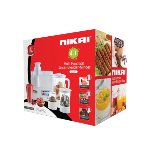 Nikai Juicer And Blender 4In1 300W 1.6L Juicer Blender Meat Chopper Grinder &Amp; Pulse Powerful Motor With Thermostat Nfp1724N