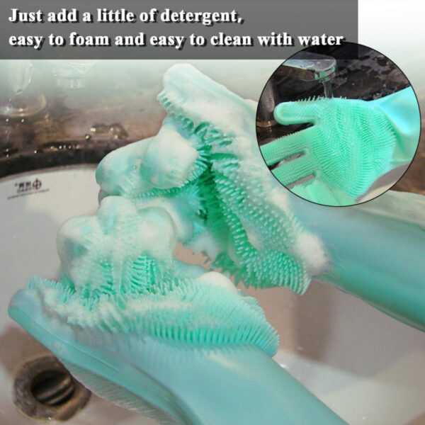 Silicone Hand Gloves Reusable Heat Resistant For Kitchen Bathroom Dishwashing Pet Grooming Car Washing 1 Pair