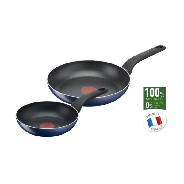 Tefal Easy Cook Frypan 20Cm &Amp; 26Cm Blue Color Titanium Non Stick Thermo Signal 100% Safe B4229153