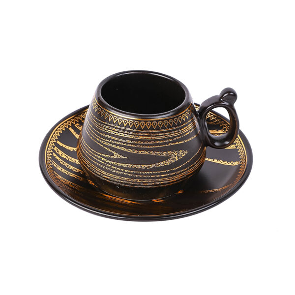 Nadstar Porcelain Cup &Amp; Saucer Golden Print Tea Coffee Cups 0031-1/2