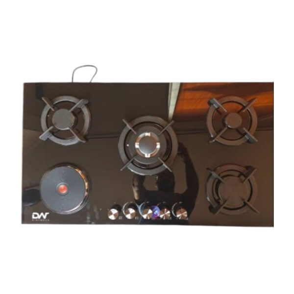 Digi Wave Hob 4 Gas And 1 Hotplate Burner With Auto Ignition 90X60X 8Mm Tempered Glass Dwgc 2006