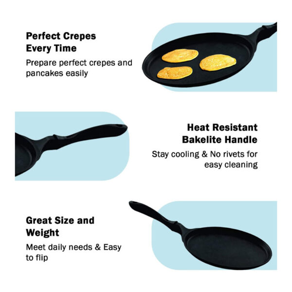 Pigeon Aluminium Non Stick Flat Tawa 280 Wonder-Cast 27Cm Non Induction Base All Stove Compatible Sap 729