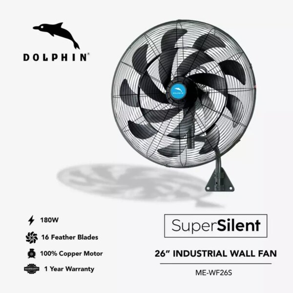 Dolphin Industrial Wall Fan 26&Quot; Super Silent Me-Wf26S