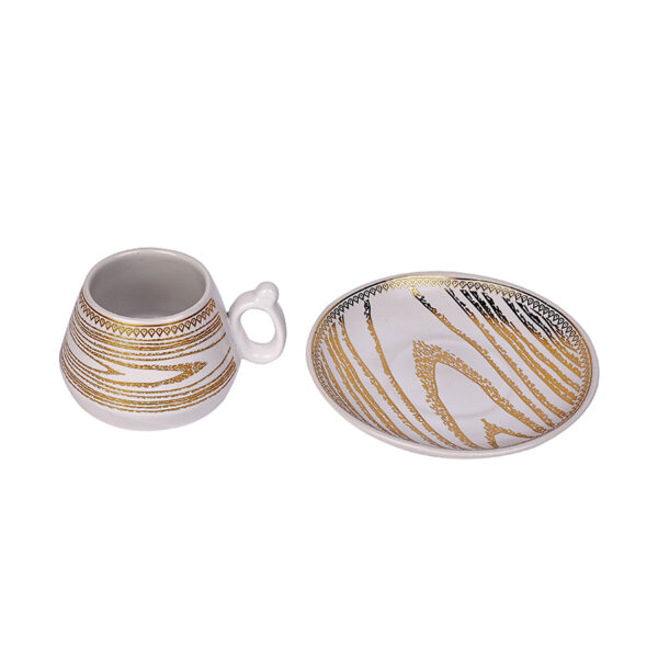 Nadstar Porcelain Cup &Amp; Saucer Golden Print Tea Coffee Cups 0031-1/2