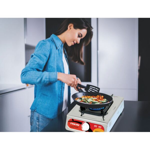 Nikai Gas Cooker 1 Burner Stainless Steel Blue Flame With High Efficiency Stainless Steel Body Full Safety Features  Ng843
