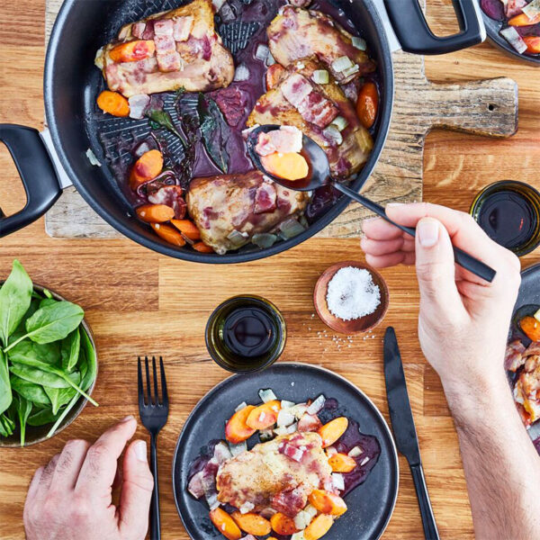 Tefal Unlimited Sautepan 26 Cm All Hobs Titanium Non Stick Anti Scratch Safe Non Stick G6 Unlimited Round Saucepan Pan Cast Aluminum G2553302