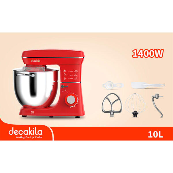 Decakila Stand Mixer 1400W 5L 6 Speeds With Pulse Lift-Able Head Mixer With Transparent Splash Guard Plastic Body Kemx017R