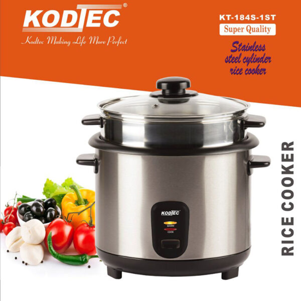 Kodtec Rice Cooker 1.5L With Steamer Stainless 700W Kt-184S-1St