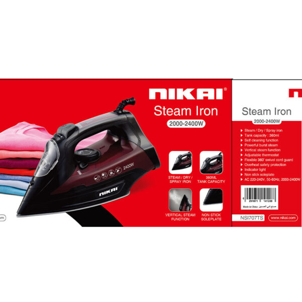 Nikai Steam Iron 2400W 360Ml Non Stick Soleplate Ceramic Non Stick Soleplate Dry / Spra