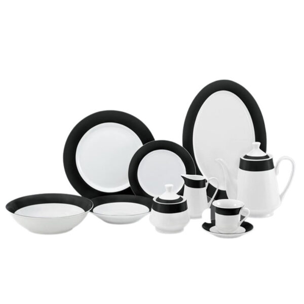 Nadstar Dinner Set 47Pcs Porcelain Black Rspd001