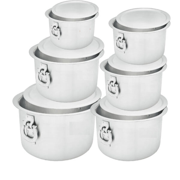 Nadstar Aluminium Sufuria 6Pcs With Lid &Amp; Handle 75L 100L 125L 155L 190L 230L Cookware Set Tope Cooking Pot For Commercial Use - Gauge 6 &Amp; 7 Kitchen Heavy Duty Tapela