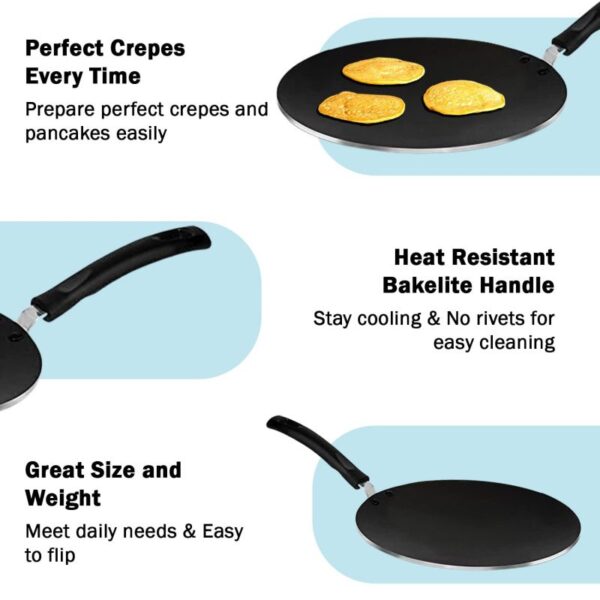 Pigeon Tawa Non-Stick Concave 25Cm Aluminium Multi Tawa Pancake Pan Flat Pan Dosa Pan 260