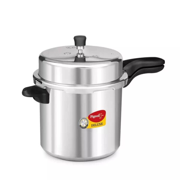 Pigeon Pressure Cooker 12L 106 Deluxe Aluminium Outer Lid Gas Stove Compatible Ergonomically Designed Handle Pancake Pan Flat Pan Dosa Pan Pp12