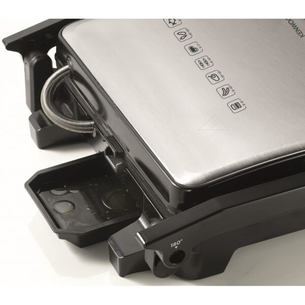 Kenwood Grill 2000W Contact Health Grill Panini Press With Variable Temperature 3 Grill Positions For Panini Burger Sandwich Pizza Steak Chicken Fish Vegetables Hgm31.000Si