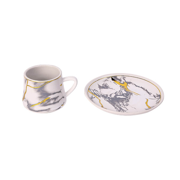 Nadstar Porcelain Cup &Amp; Saucer Golden Print Tea Coffee Cups 0035-1/2