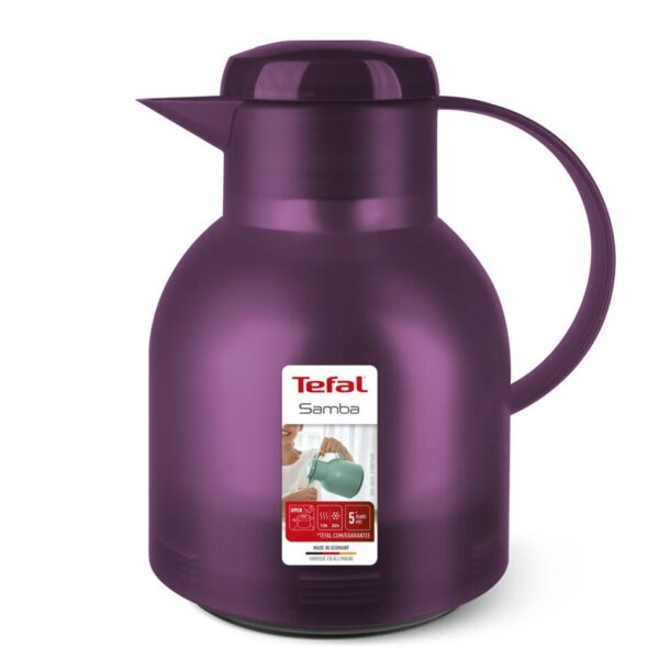 Tefal Samba Jug 1 Liter Aubergine Isothermal Jug Translucent Vacuum Flask Plastic-Polypropylenex (Pp) Glass Liner K3035312