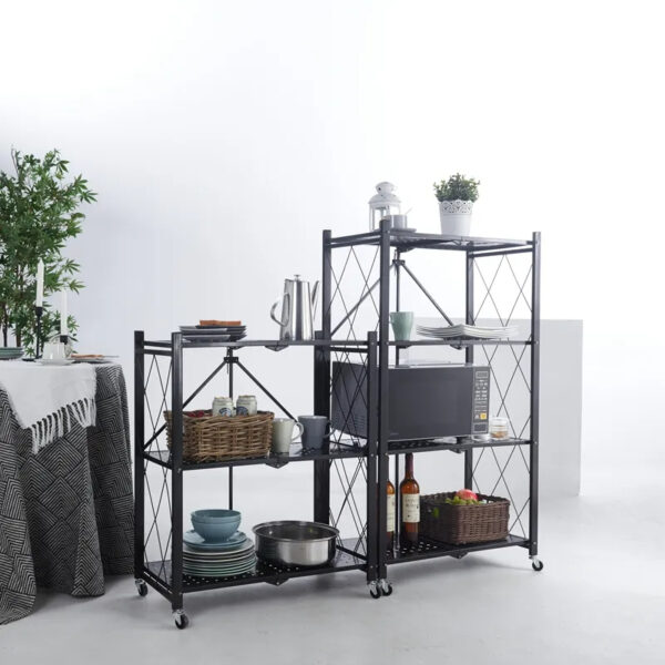 Nadstar Storage Rack Stainless Steel 3 Layers With Wheels Foldable Hp95-776H