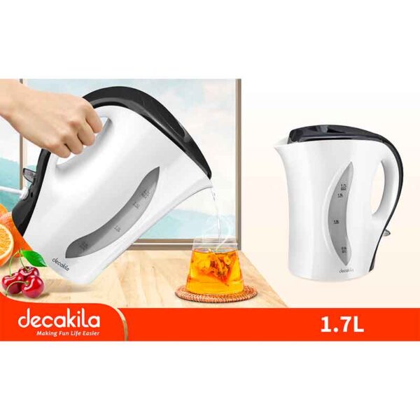 Decakila Kettle 1.7L Electric Jug 2200W Plastic Automatic Shut-Off Boil Dry Protection With Detachable Filter In Spout Cord-Storage &Amp; Anti-Slip Feet Design Kekt027W