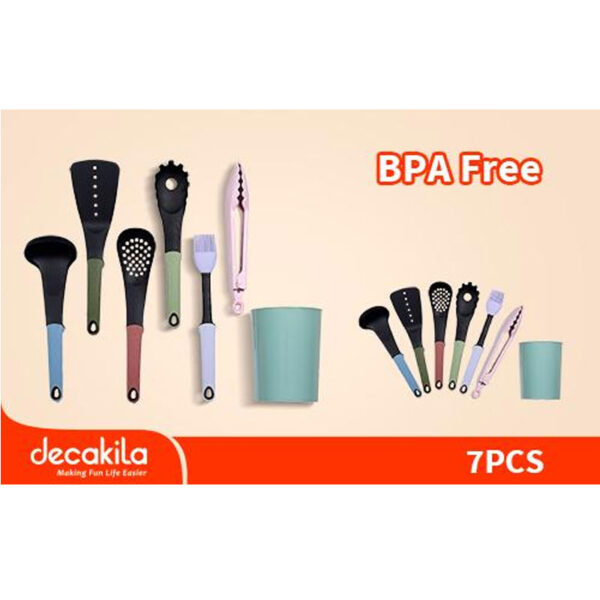 Decakila Kitchen Set 7Pcs Cooking Utensil Setsilicone Kitchen Utensilfor Nonstick Cookware Non Toxic Heat Resistant Bpa Free Kmtt046B