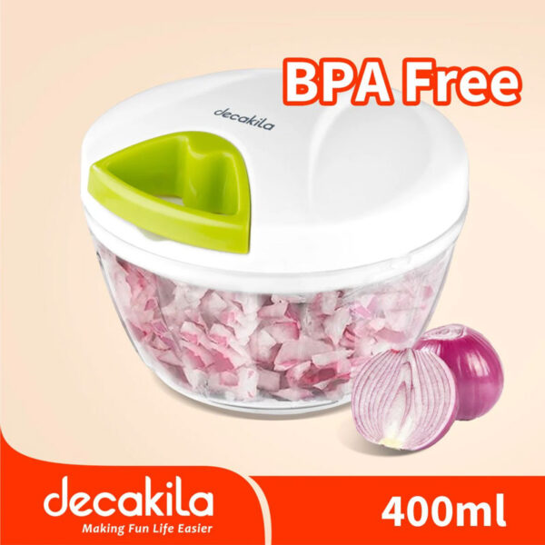 Decakila Manual Vegetable Chopper 400Ml - Ss Blade Easy To Use Safety Design Dishwasher Safe - Ideal For Vegetable Kmtt084W
