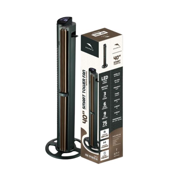 Dolphin Smart Tower Fan 40'' 75W Led Touch Screen Remote Control 3 Fan Modes Me-Tf4075-R
