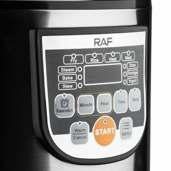 Raf Rice Cooker 5L 900W, Multi Function Menu, Constant Temperature, 24 Hour Timer, Fry, Heat, Steam, Bake &Amp; Stew R.178