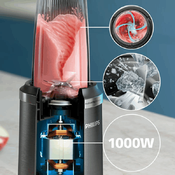 Philips Smoothie Blender 5000 Series 700+500+300Ml 1000W With Problend Plus Technology, Grinds Coffee Beans &Amp; Spices, Compact Design Hr2767