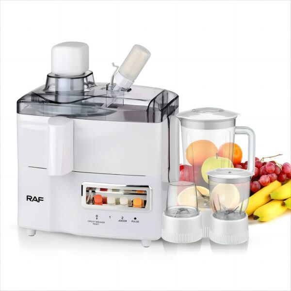 Raf Food Processor 4In1 400W 1.5L Multifunctional Plastic Jar Juicer, Blender, Chopper, Grinder With Full Copper Motor, Low Noise, Smooth Operation R.2819