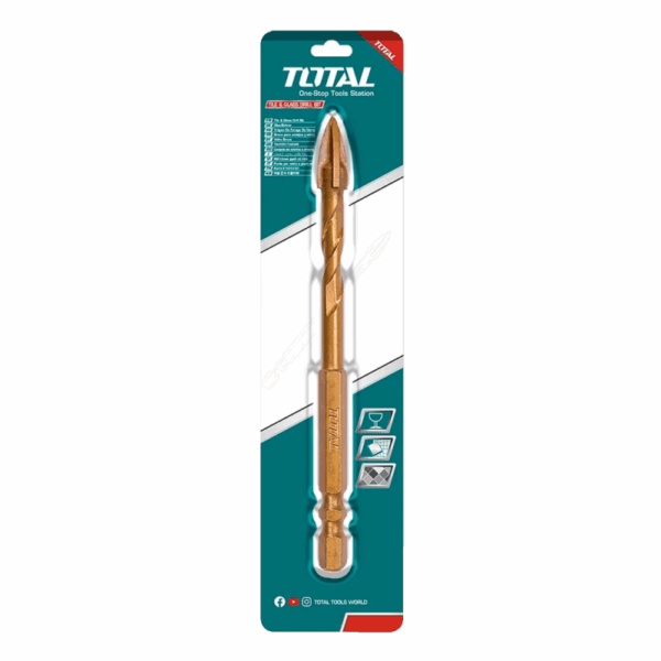 Total Drill Bit For Glass &Amp; Tile Cross Tool Head 8 X 85Mm Titanium Plated Tacg200812