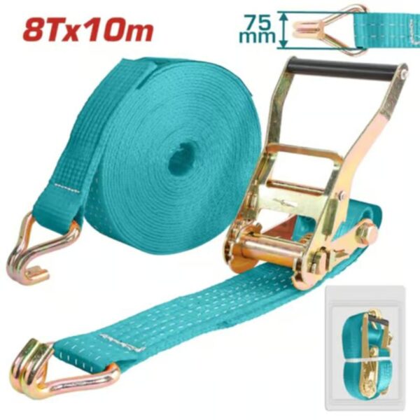 Total Car Ratchet Tie Down Ratchet/Straps 8T X 10M With S Hook Thtrs8101