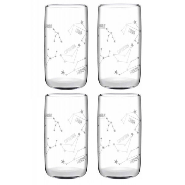 Pasabahce Iconic Zodiac Décor 4Pcs Long Glass 540Ml 420039