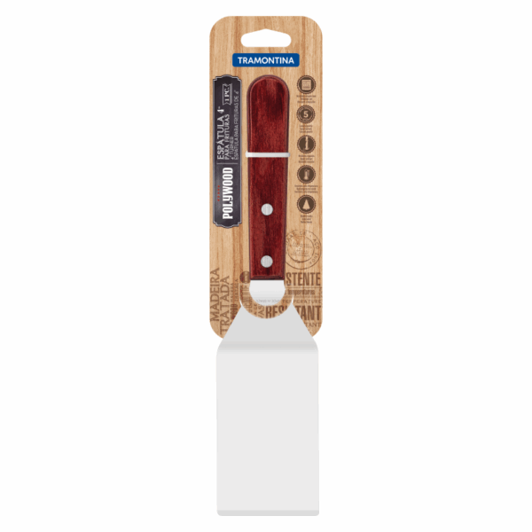 Tramontina Frying Spatula 4&Quot; Stainless Steel Blade, Red Polywood Treated Wood Handle 21165/174