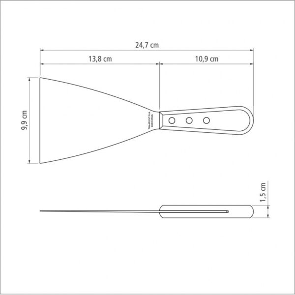 Tramontina Scraper Spatula 5&Quot; Stainless Steel Blade, Red Polywood Treated Wood Handle 21166/175