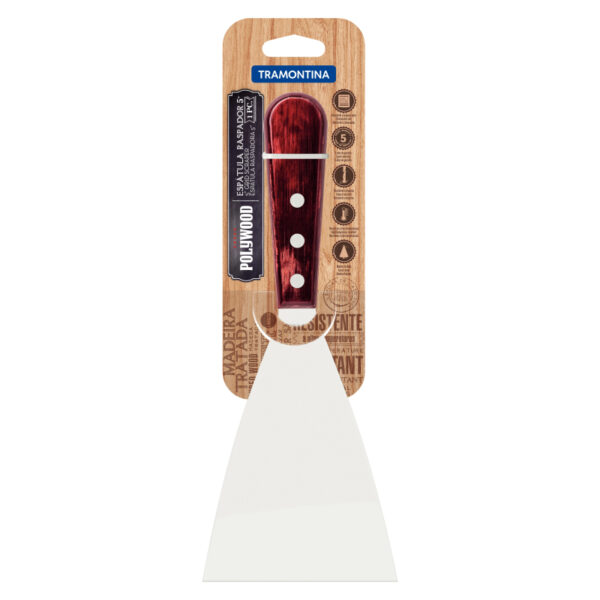 Tramontina Scraper Spatula 5&Quot; Stainless Steel Blade, Red Polywood Treated Wood Handle 21166/175