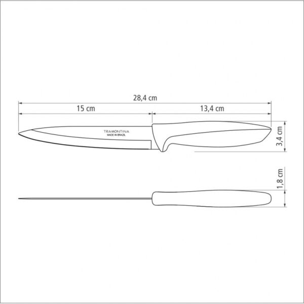 Tramontina Plenus Utility Knife With 6&Quot; Stainless Steel Blade And Off White Polypropylene Handle 23424/136