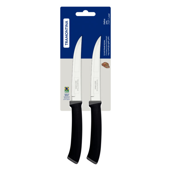 Tramontina Felice Barbecue Knife 5'' Stainless Steel Blades, Microserrated Edge And Black Polypropylene Handles 2Pc Set 23494/205