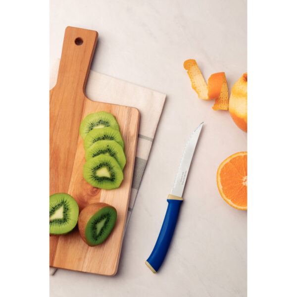 Tramontina Felice Barbecue Knife 5'' Stainless Steel Blades, Microserrated Edge &Amp; Blue Polypropylene Handles 2Pc Set 23494/215