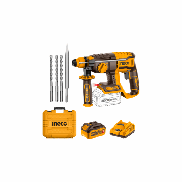 Ingco Cordless Rotary Hammer Lithium-Ion 20V With Brushless Motor, Integrated Led Work Light Crhli202081