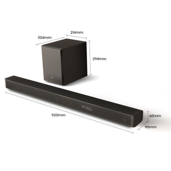 Hisense Sound Bar 3.1Ch 280W Bluetooth, Dolby Digital, Dolby Atoms, Remote Control With Wireless 6.5&Quot; Subwoofer Usb/Mp3/Flac Ax3100G